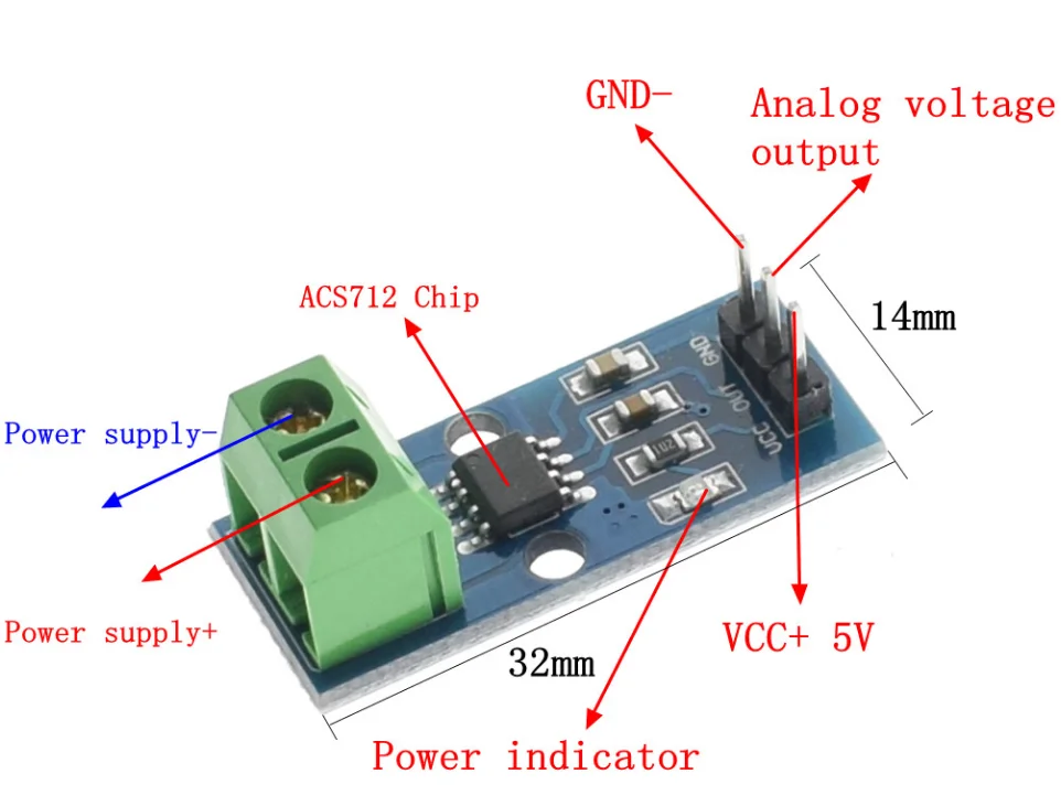 10PCS 5A 20A 30A Hall Current Sensor Module ACS712 model for arduino | Электронные компоненты и принадлежности