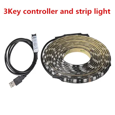 With 3key Remote USB 5V 5050 Светодиодная лента RGB светильник 60led 1 м 2 м Мини ИК 24key RF 17key Контроллер печатной плате Черного цвета IP65 Водонепроницаемая светодиодная лента RGB гибкий светильник клей - Испускаемый цвет: With 3key Remote