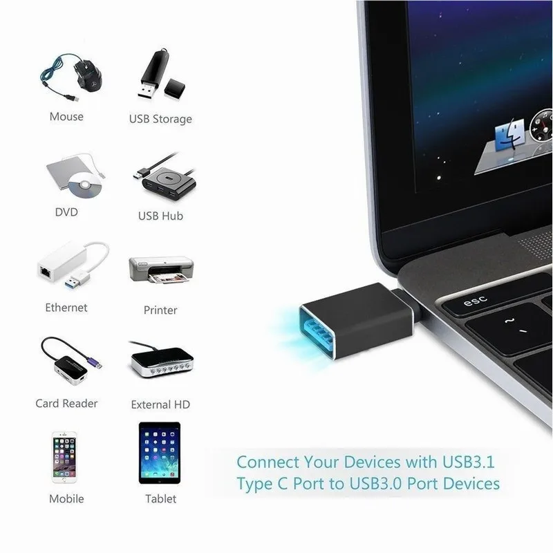 USB 3. 0 OTG Type-C для Xiaomi mi5 mi4c Huawei P9 Honor 4c Nexus 5X Oneplus 3 2 MacBook ChromeBook Flash Drive адаптеры 5 шт. |