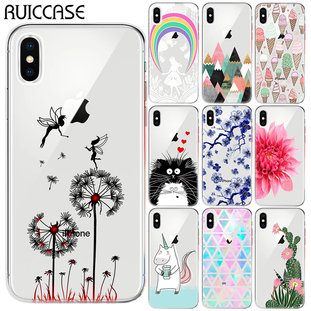 Мягкий чехол RUICCASE из ТПУ с изображением мороженого цветов единорога тинкербелла