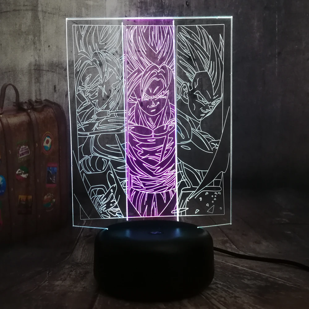 Принтом из мультфильма Жемчуг дракона Супер Saiyan Son Goku фигурки 3D светодиодный