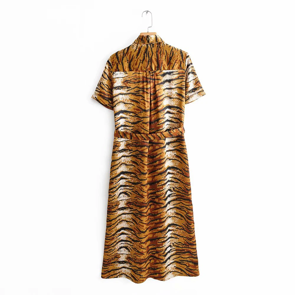 Сезон: весна–лето Для женщин s Винтаж с тигровым принтом платье ZA новый модный