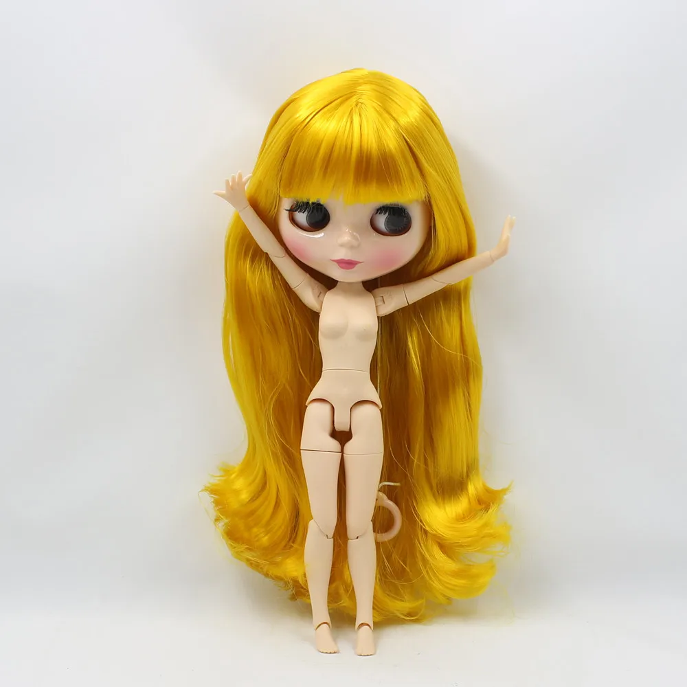 Ледяная кукла DBS Blyth 1/6 bjd Длинная желтая для волос манго с блестящим лицом 30 см