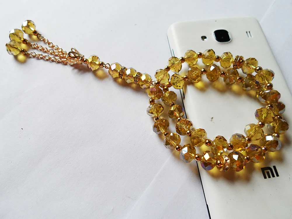 Классический Браслет tasbig с золотым хрусталем и кристаллами цвета шампанского