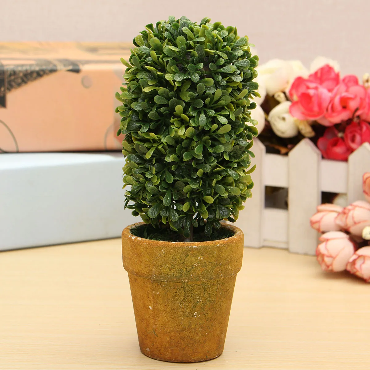 Искусственные садовые травы свадебные Композиции Buxus шары Самшит Топиарий пейзаж поддельные деревья горшки растения
