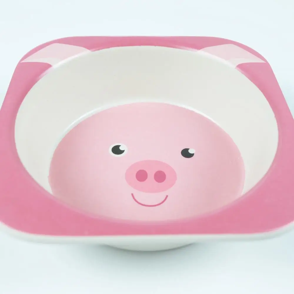 Посуда из натурального бамбукового волокна с мультяшным рисунком розовая чаша