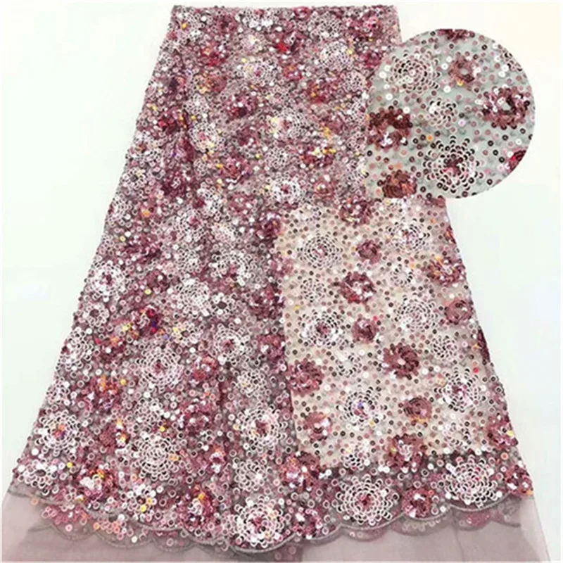 2019 Latest Nigerian Sequins Laces Fabrics High Quality Tulle African Fabric Wedding Dress French Lace Material 5yards/Lot | Дом и сад