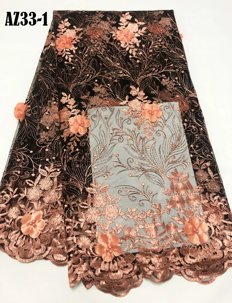 Роскошная африканская вышивка 3D цветочное кружево ручной работы из бисера тюль