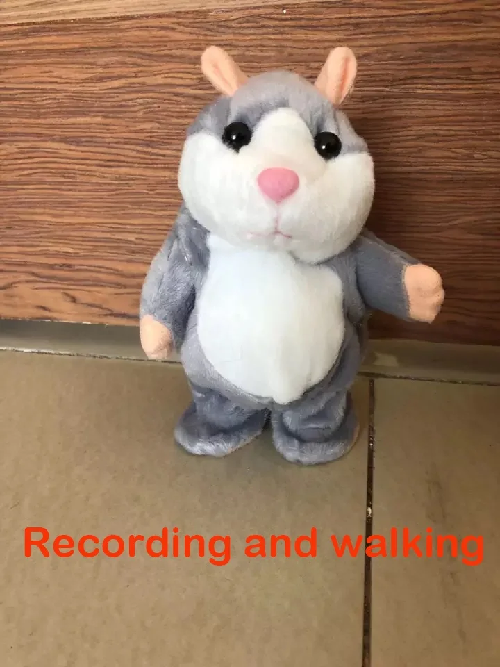Record Walk gray Jeriwell записывающие говорящие игрушки Хомяк Мышь панда ходьба кивая домашнее животное диктофон Повторите плюшевое чучело игрушка подарок для ребенка - Цвет: Record Walk gray
