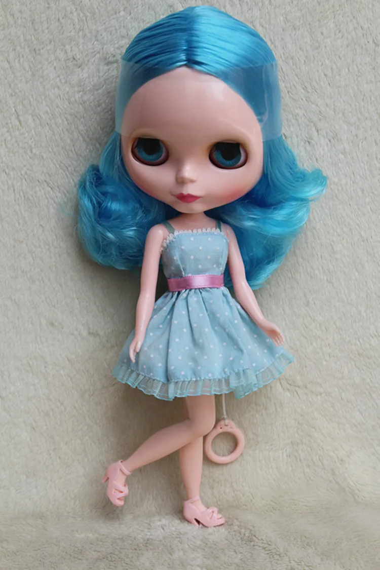 Blygirl Голубые короткие волосы кудрявые телесная кукла Blyth 438BL84 обычные DIY куклы