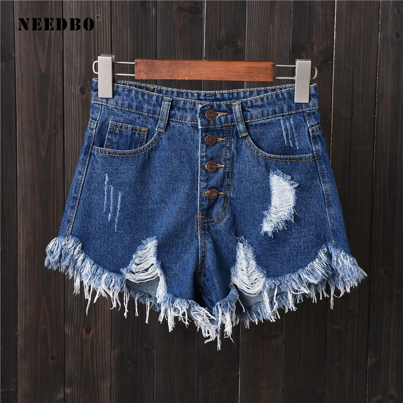 NEEDBO Shorts Jeans Summer Women Denim Shorts High Waist Casual Short Femme Plus Size 6XL Hole Sexy Ladies Hot Short Pants Mujer