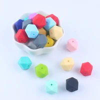 xcqgh 50pcs 14mm hexagon silicone teething beads food grade siliocne infant toddler baby teether beads for diy