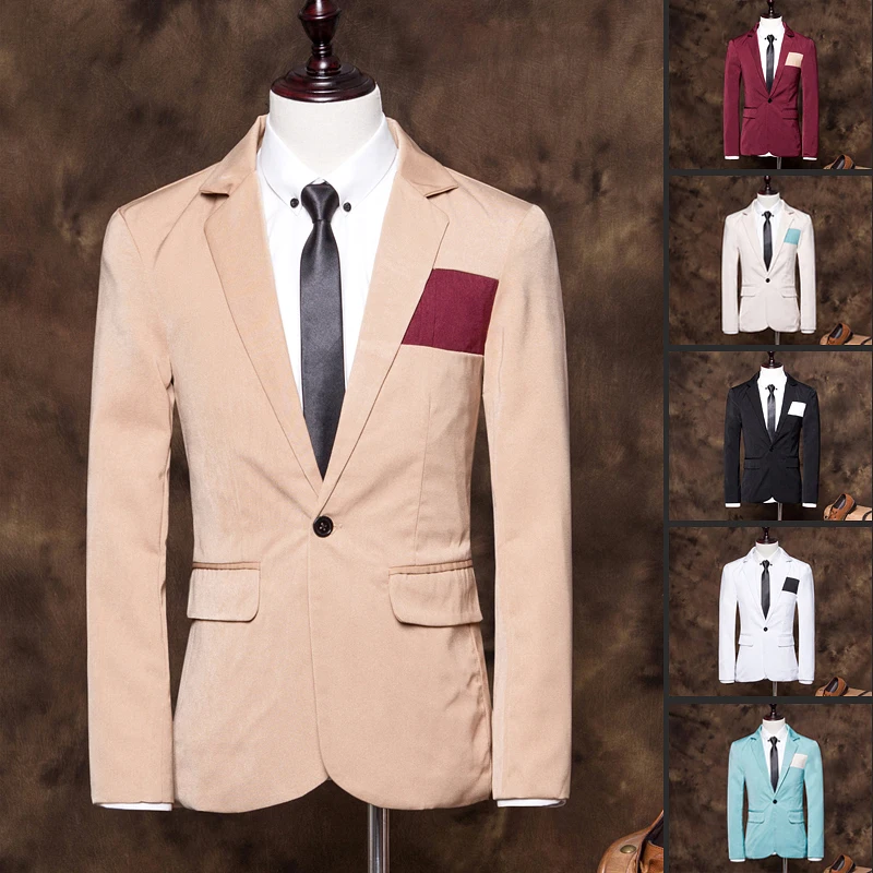 Свободного покроя 2016 марка одежды пиджак мужчины одна кнопка мужчин уменьшают