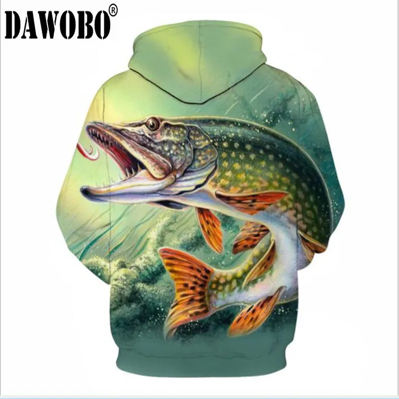 Новая стильная брендовая толстовка с 3d рисунком DAWOBO для рыбалки осенне зимняя