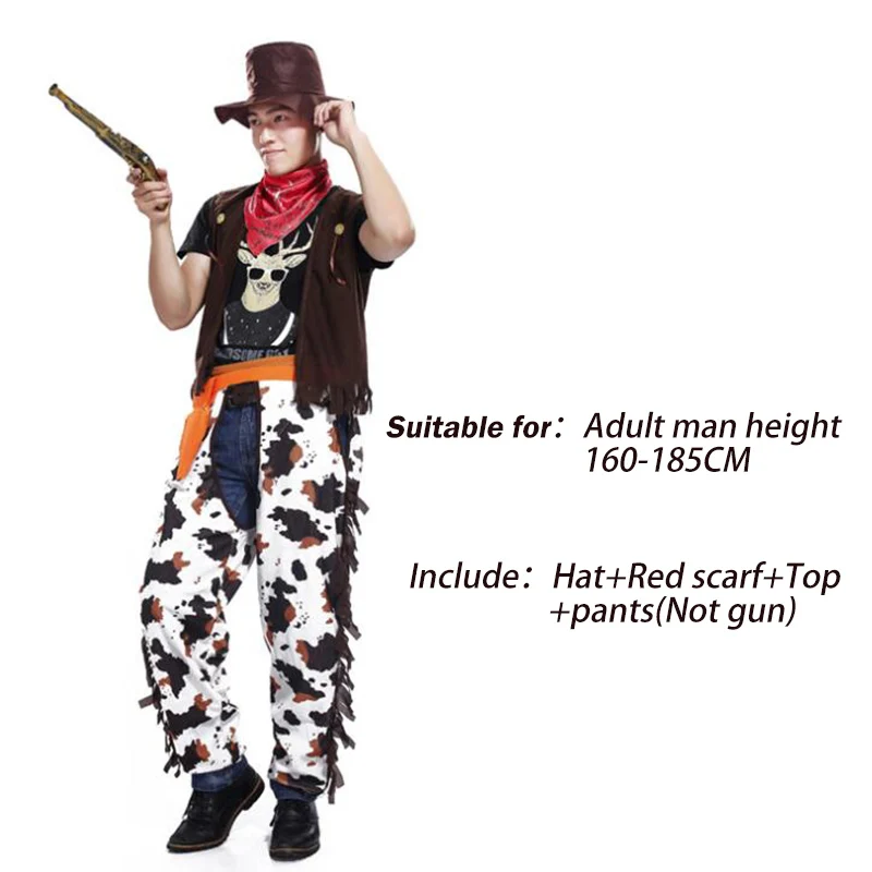 Костюм ковбоя для вечеринки на Хэллоуин взрослых мужчин и женщин ковбойский