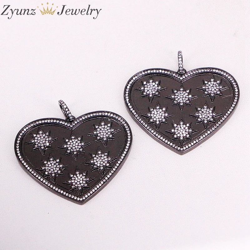 

5 Strands ZYZ316-4939 CZ Paved heart pendant Necklaces metal copper heart charm women jewelry necklace