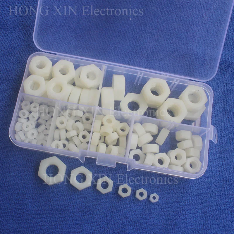 

150pcs White Metric M3 M4 M5 M6 M8 M10mm Hex Plastic Nuts Nylon Nuts Assortment Kit Brand new ROSH PC PCB Repair Tool Complete