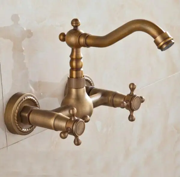 Поворотный Смеситель для кухни античный кухонный кран из латуни с настенным