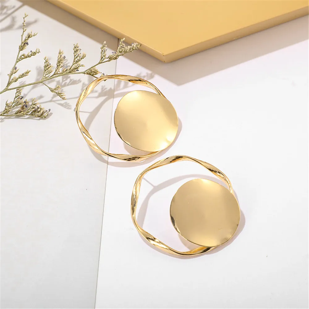 Женские винтажные сережки из Золотого Сплава MLING асимметричные круглые