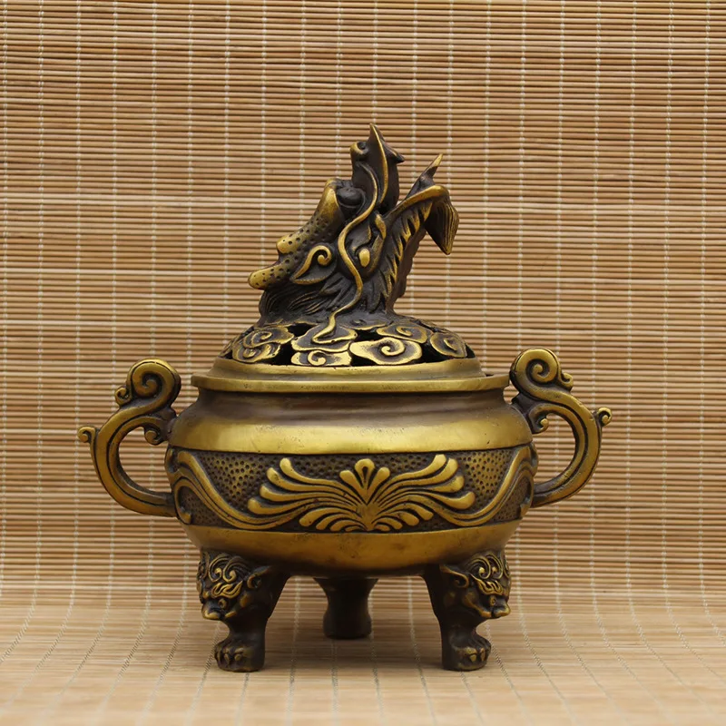 Fengshui 3 цвета курильница для благовоний креативный домашний маятник трехногий медь кадильница Латунь Курильница с Буддой дракон