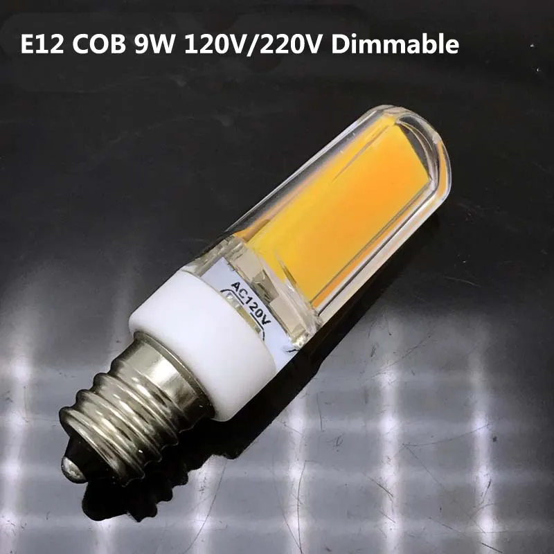 Приглушаемая Светодиодная лампа E12 220 В 110 миниатюрная лампочка COB светодиодная