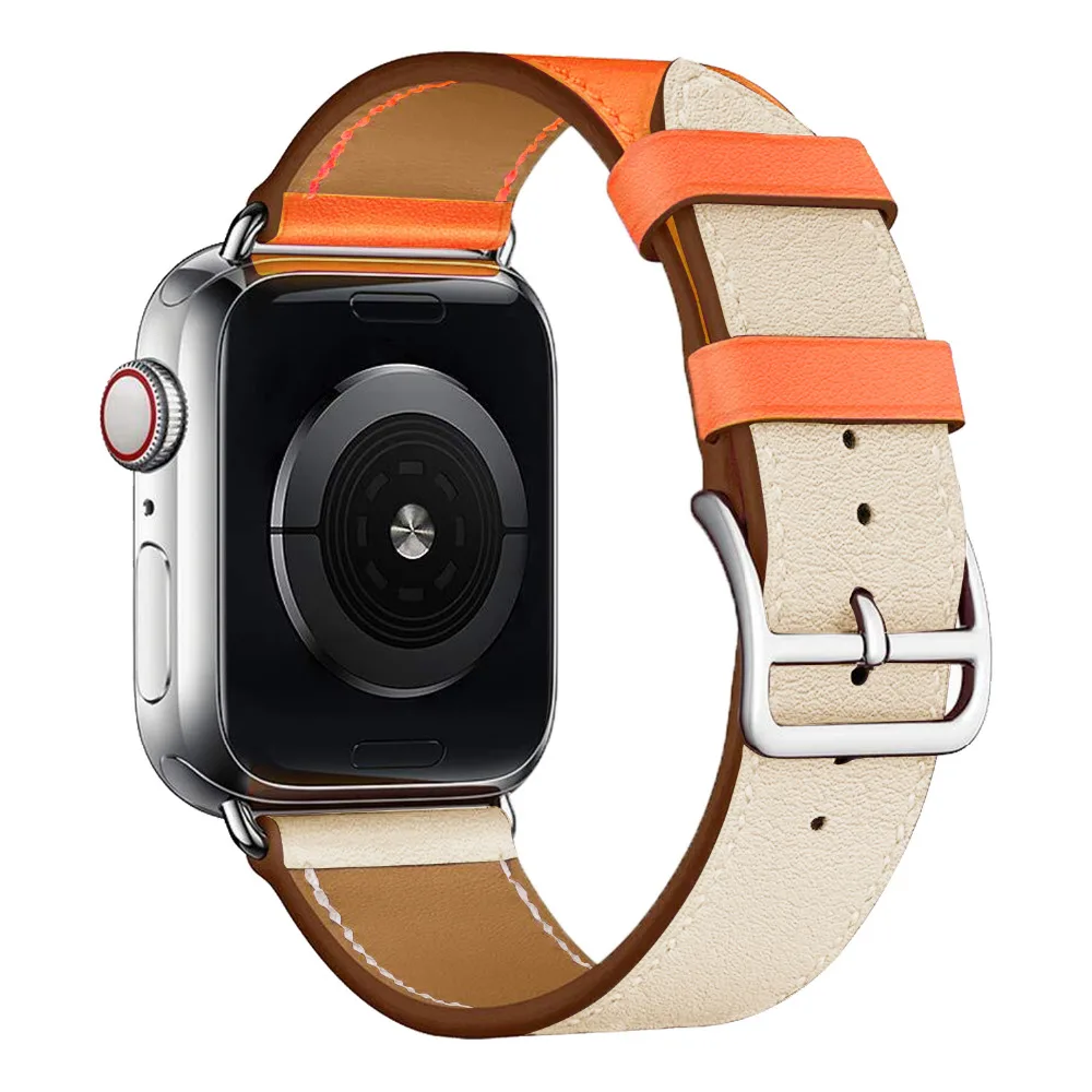 Кожаный одиночный двойной тур ремешок для Apple Watch 44 мм 40 браслет часов Iwatch серии