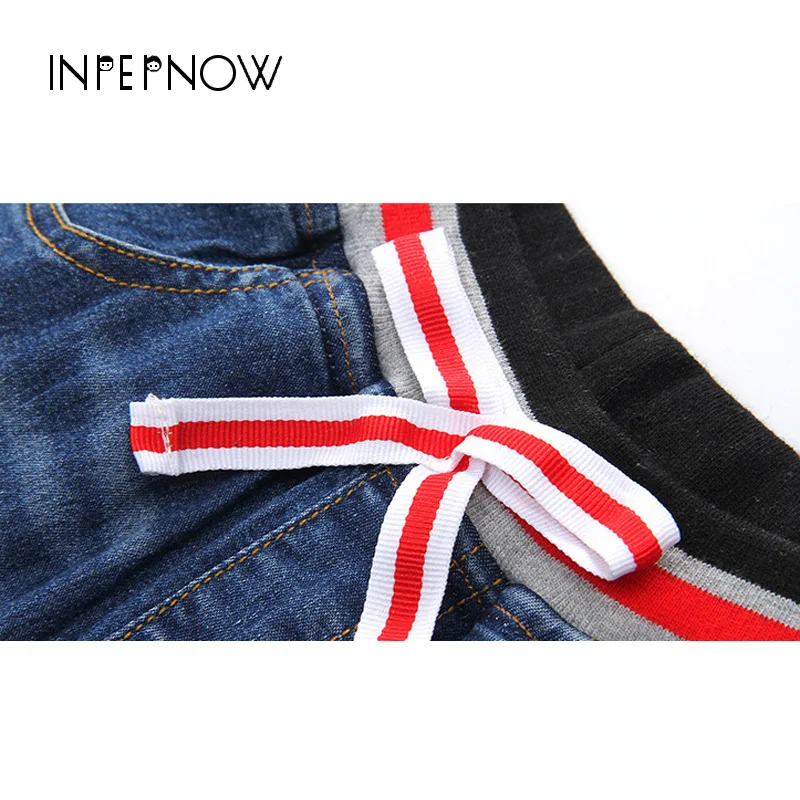 INPEPNOW/летние джинсы детские шорты для мальчиков стильные джинсовые штаны девочек