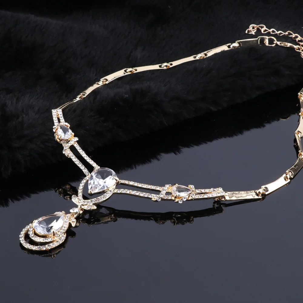 Высокое Качество Циркон Свадебные Ювелирные наборы серьги ожерелье кольцо