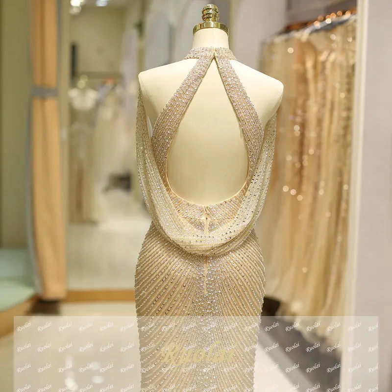 vestidos de fiesta Mermaid Luxury Evening Dress Long 2018 Heavy Beaded Sequined Arabic Dubai Evening Gowns Formal Party Dress