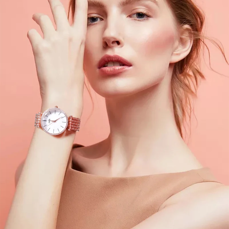 GEDI Роскошные для женщин часы брендов Кристалл Rosegold циферблат модные дамские
