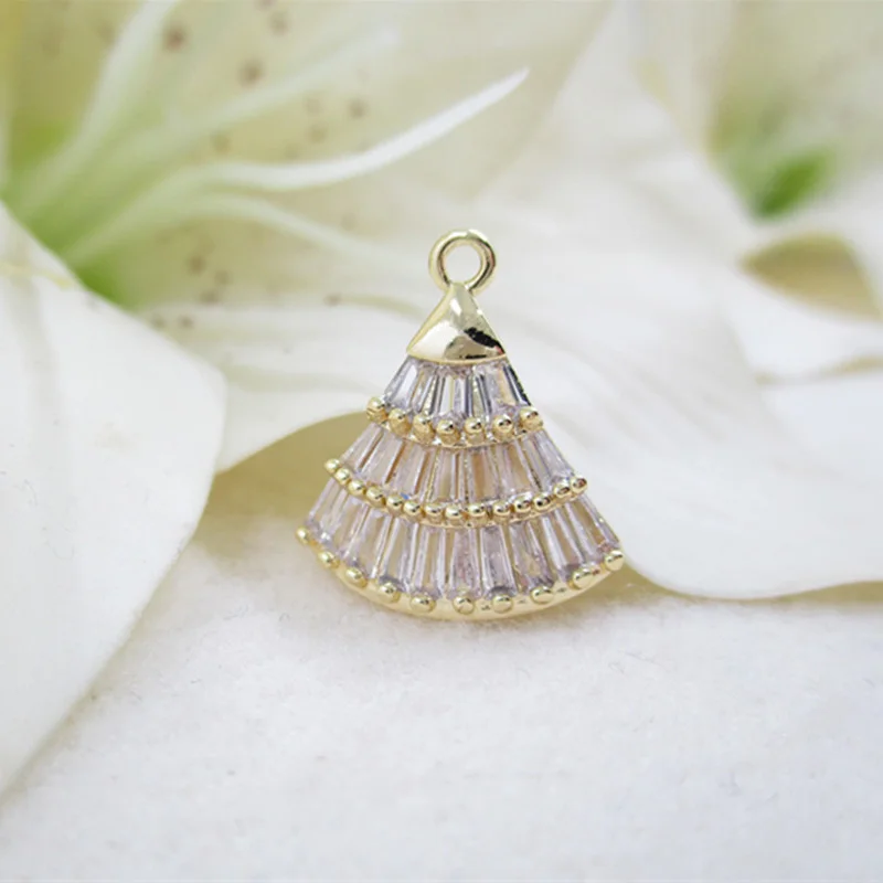 K цвет золото инкрустированные циркон медный вентилятор Подвески полые золотые