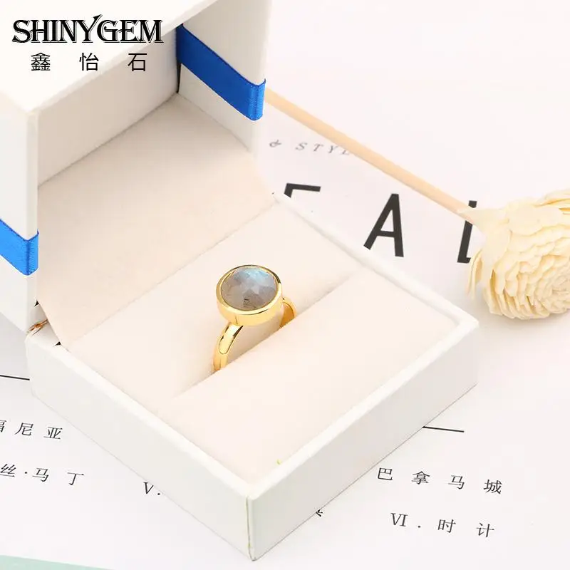 ShinyGem 10 мм позолоченные Регулируемые винтажные бриллиантовые серые драгоценные