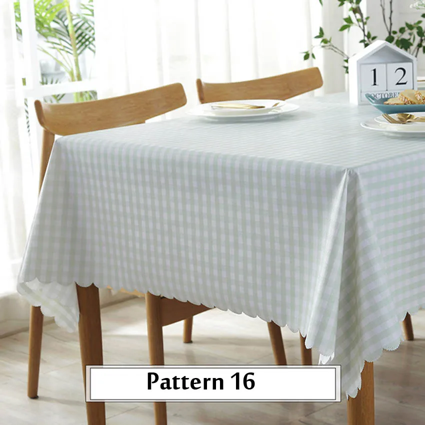 Pattern 15 Oilproof скатерти плед скатерти покрытие зеленый ПВХ водонепроницаемый Скатерть задний план Ткань Домашний Декор Manteles Toalha De Mesa - Цвет: Pattern 15