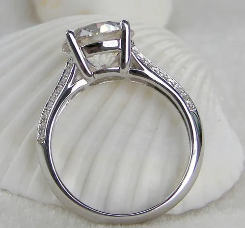 Glitter Love 3 Carat Engagement bridal beautiful Jewelry 925 Sterling Silver Diamond Ring White Gold Color | Украшения и