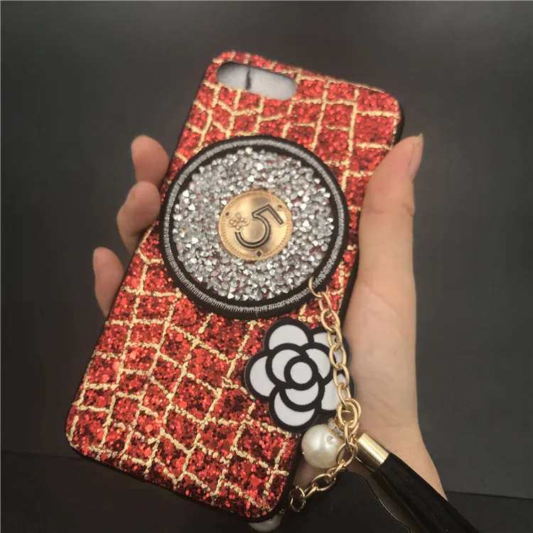 Роскошные Жемчужные Цепочки с сияющими блестками Дело Капа для iphone XS Max XR X 8 7 плюс