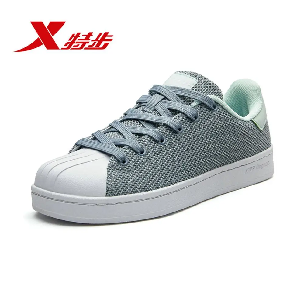 gray green Xtep/Женская обувь для скейтбординга; суперзвезда; женские кроссовки для скейтборда; дышащая обувь для скейтборда из сетчатого материала; Мужская обувь; 982218319512 - Цвет: gray green