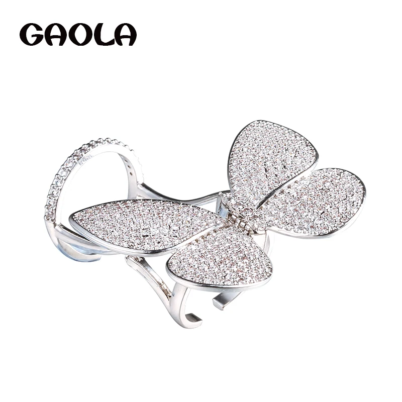 Женское кольцо с бабочкой GAOLA Открытое кубическим цирконием подарок Новое