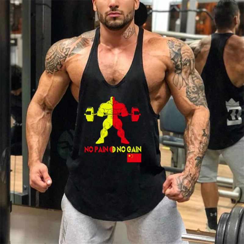 

2021 Summer Gyms Brand Singlet Canotte Bodybuilding Stringer Tank Top Men Fitness shirt Muscle Guys Sleeveless Vest