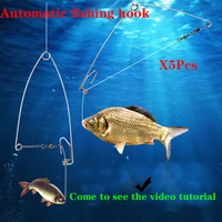 5pcslot automatic fishing spring hook stainless steel lazy artifact universal full speed all the water fishing supplies 2019new
