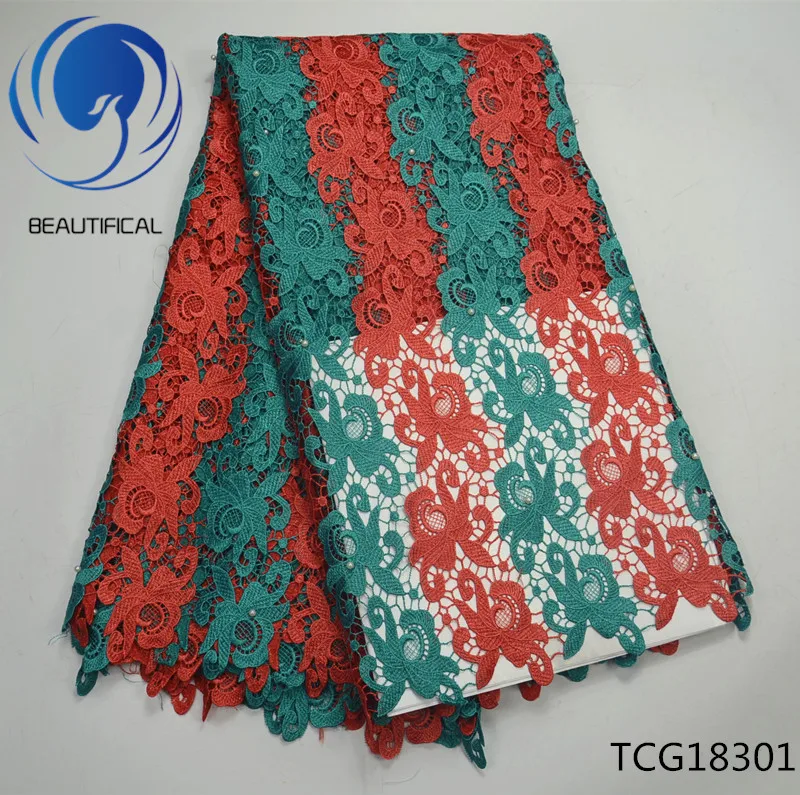 Beautifical Embroidery Cord lace guipure fabric New Arrival African water soluble for bridal clohes 5yards TCG183 | Дом и сад