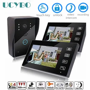 7 video door phone intercom system wireless wifi video doorbell 2 monitor door camera infared ir home apartment video doorphone free global shipping