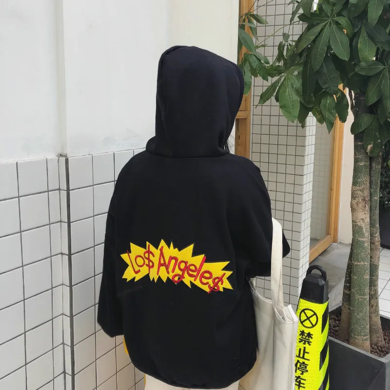 Ulzzang Harajuku каваи с надписью вышитая фиолетовая Женская толстовка осень зима Корейская мода уличная Женская толстовка