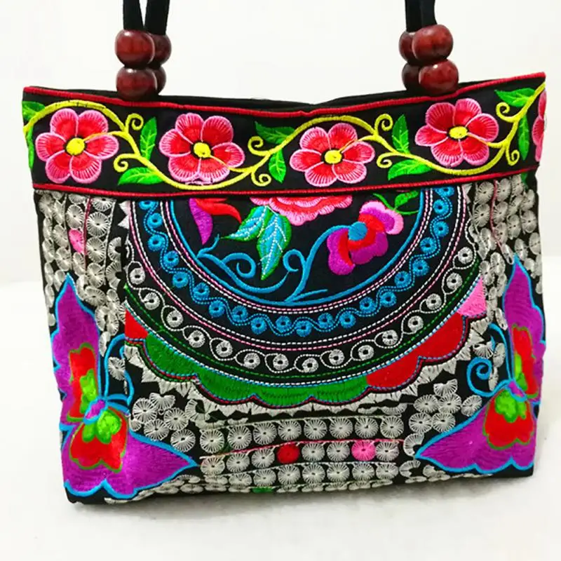 Женская этническая дорожная сумка через плечо с вышивкой двухсторонняя холщовая