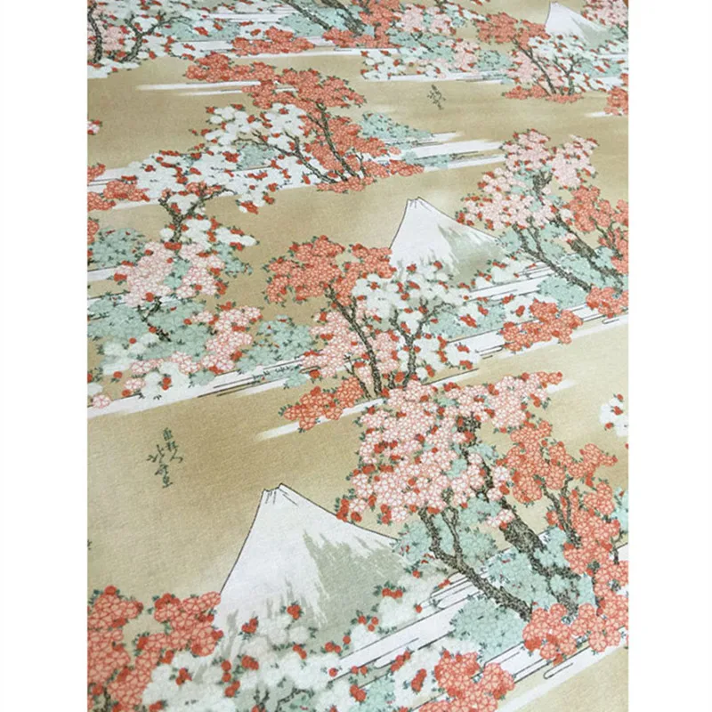 100x140 см японская винтажная стильная ткань для платьев Fuji Cherry Blossom|Ткань| |