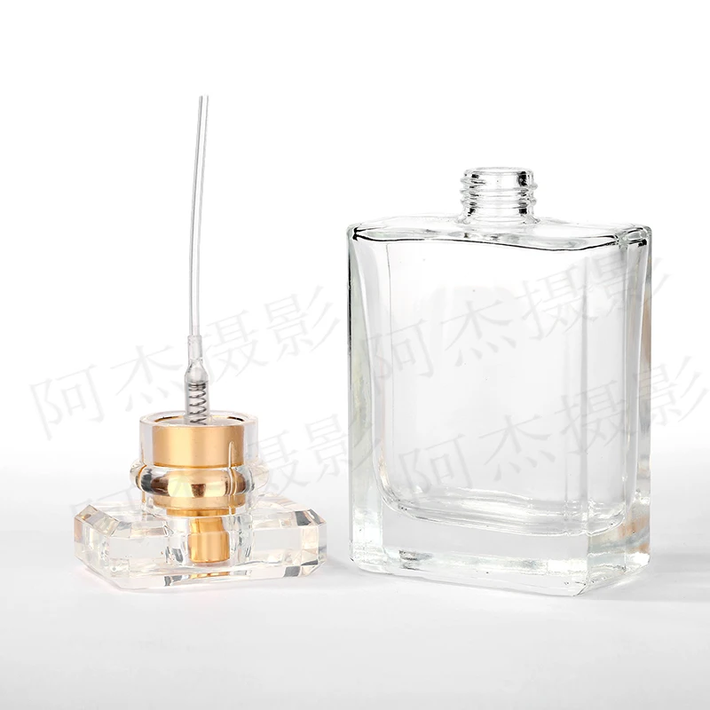 1Pcs30ml50ml высококачественный стеклянный флакон для духов бутылка для парфюмерии с распылителем прозрачный черный флакон-спрей кристально прозрачный квадратный