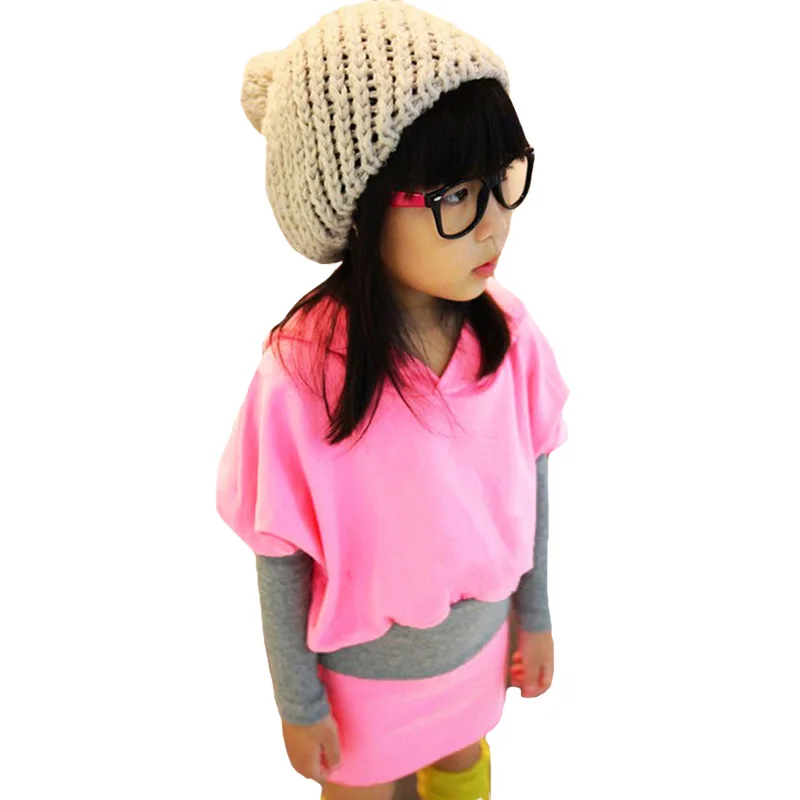 Комплект одежды для девочек из 2 предметов толстовка с рукавом летучая мышь + юбка