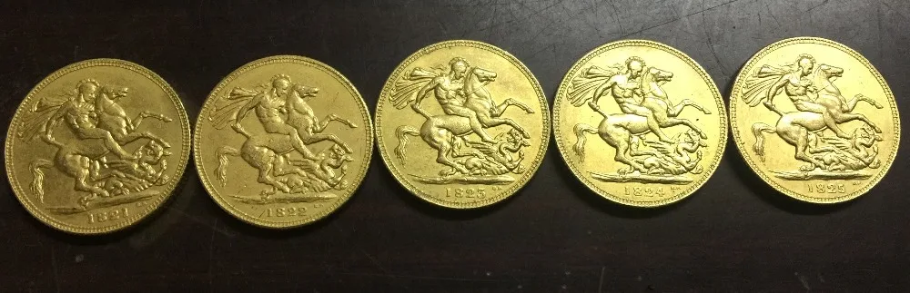 

Копия монеты с золотым покрытием (1821-1825), 5 дат Великобритании, 1 Стабильный Джордж иiii