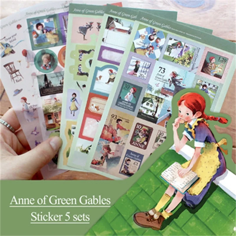 (5 листов/партия) Креативные декоративные наклейки Анна из зеленых гемонов