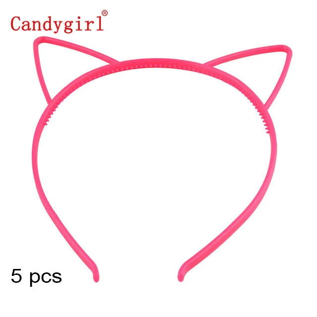 5pcs headbands 5 шт., пластиковые ободки с кошачьими ушками, разноцветные повязки для волос для девочек, детские праздничные принадлежности и повседневные украшения, ювелирные изделия для волос, аксессуары - Цвет: 5pcs headbands