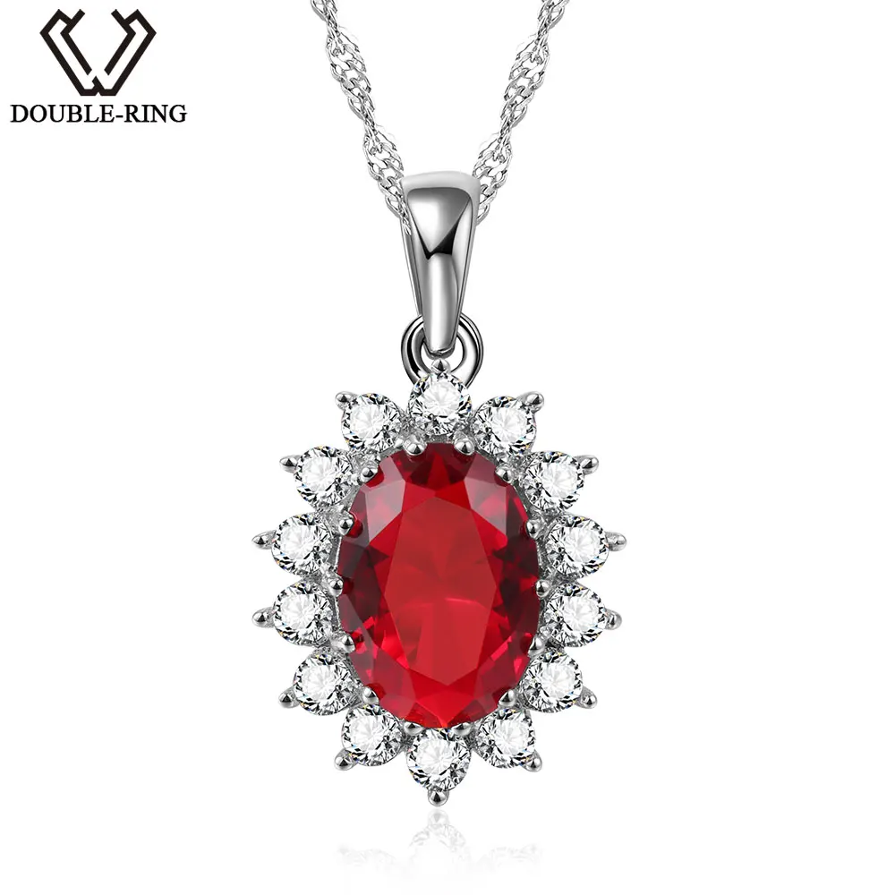 Женская подвеска из серебра 925 пробы с овальным Рубином карата | Украшения и
